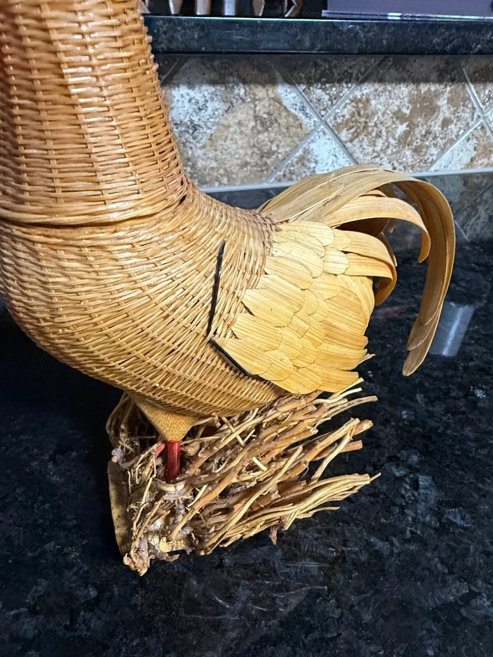 Kiangsi Handicrafts Rooster Chicken Basket With Lid Vintage